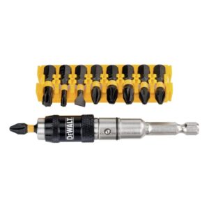 Set 9 biti de impact cu cap pivotant + adaptor DeWalt DT70518T-QZ, la 20 de grade, 25 mm, carcasa extra-rezistenta