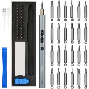 Set Surubelnita Electrica 28 in 1, SofiaCONCEPT®, Acumulator 330 Mah - 24 biti Plati si de Precizie, Aluminium, Magnetica, 3 Lumini Led, Usb, 200 Rt/min