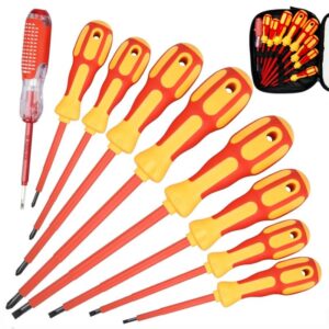 Set surubelnite izolate Autocise, varf magnetic, 8 piese + test pen, rosu